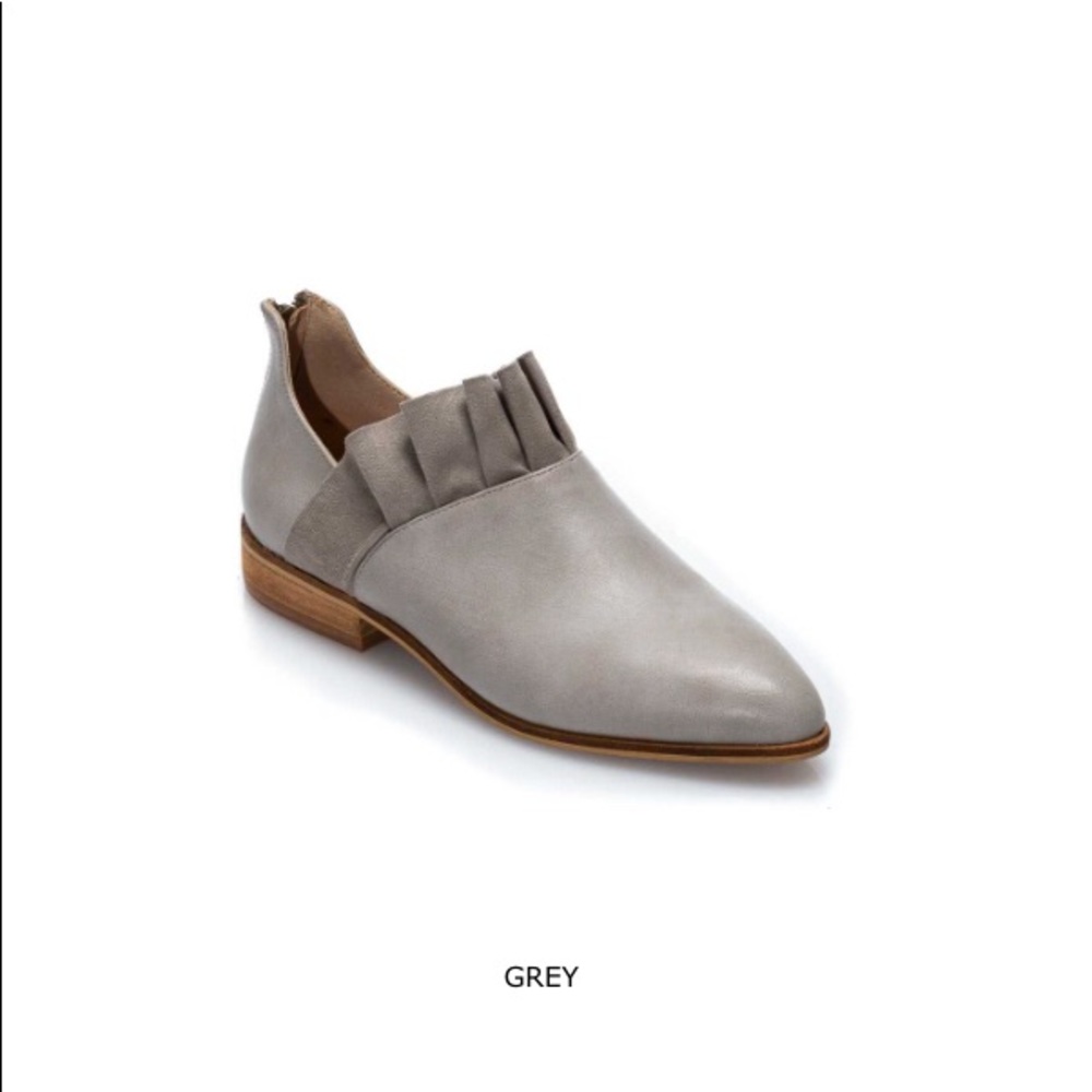 New! Grey Slip On Bootie with Ruffle and Zipper - Picture 3 of 13